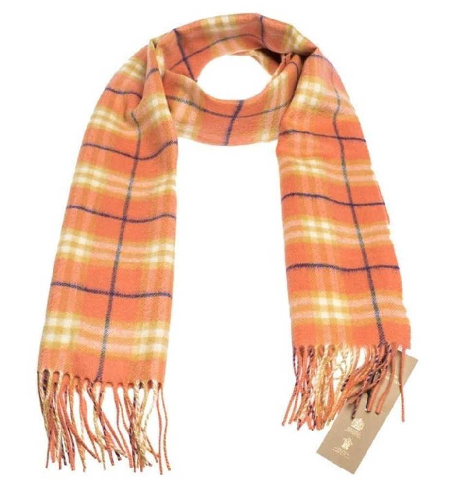 Burberry Orange Classic Vintage Check Cashmere Scarf/Wrap